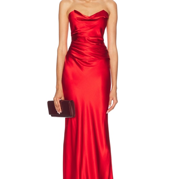 The Sei Cowl Bustier Gown strapless maxi red - Picture 2 of 14